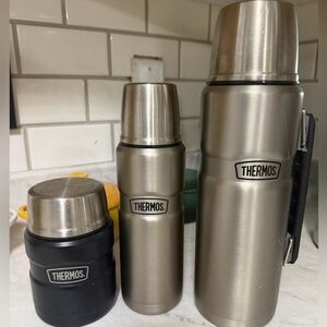 Thermos Silver and Black Insulated ( set of 3)